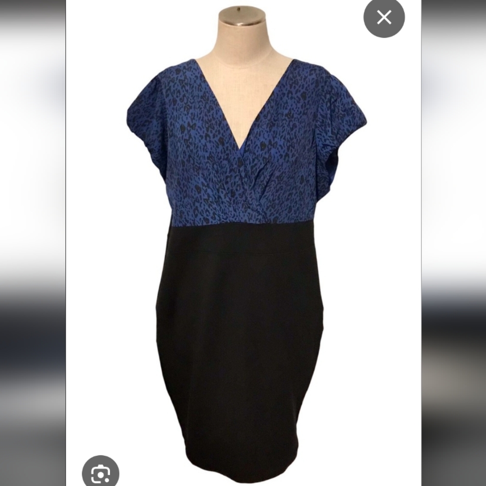 Torrid Blue and Black Knee-Length Pencil Dress for Work